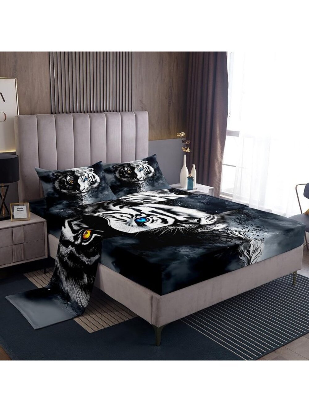 Exotic Tiger Bedding Set King Size - Safari Animal Print, Soft Microfiber Sheets